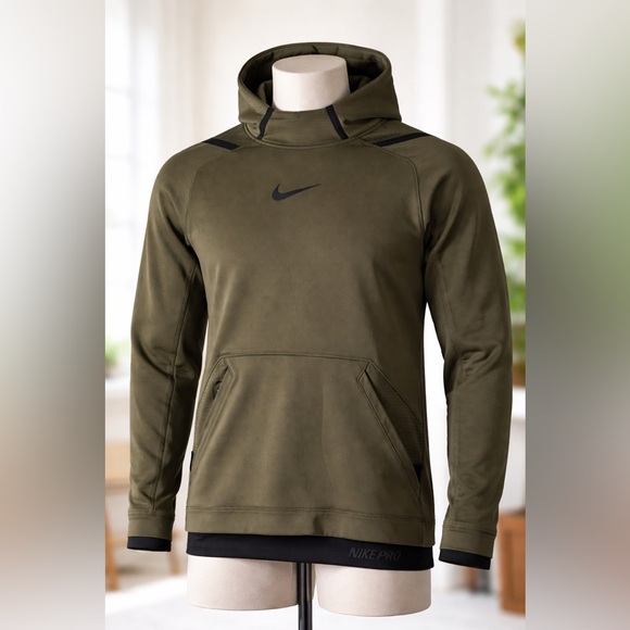 Nike Other - Nike Pro Dri-FIT Olive Green Hoodie Men’s Medium Athletic Pullover